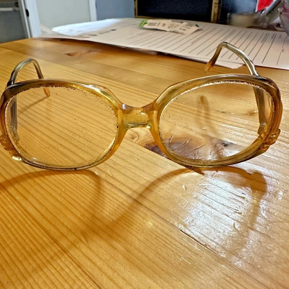 Vintage Sophia Loren Zyloware 408 Eyeglasses Amber Oversized Square Frames 70s
